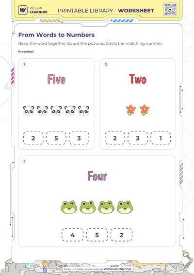 Numbers Five Two and Four Worksheet