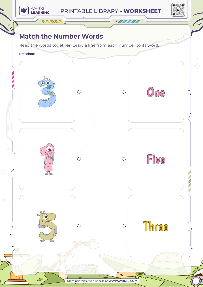 Numbers One, Three, and Five Matching Worksheet