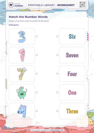 Numbers One, Three, Four, Six, Seven Match Worksheet