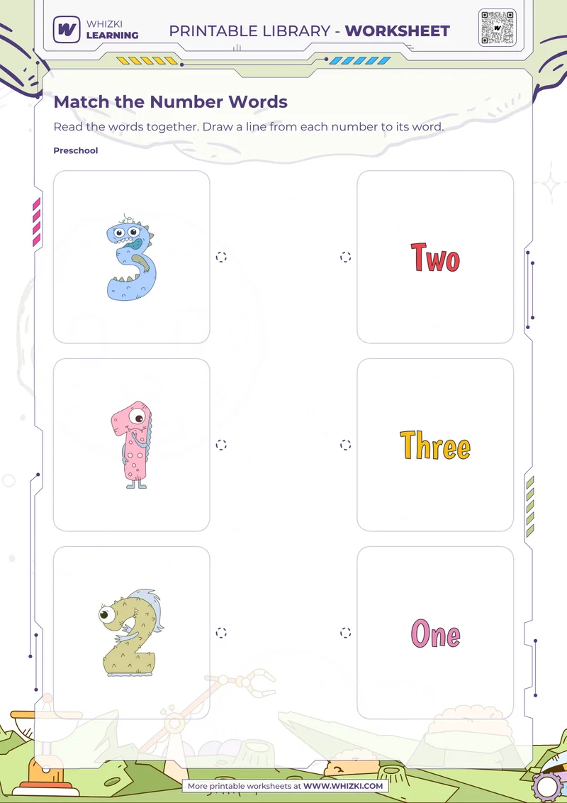Numbers One to Three Matching Worksheet