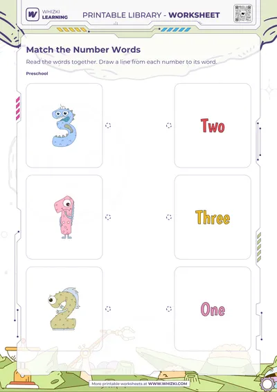 Numbers One to Three Matching Worksheet