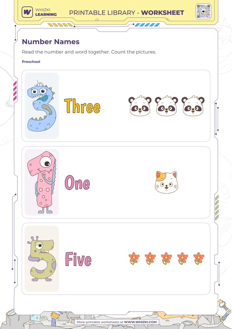 Numbers Three One and Five Worksheet