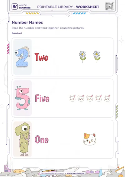 Numbers Two Five One Cards Worksheet