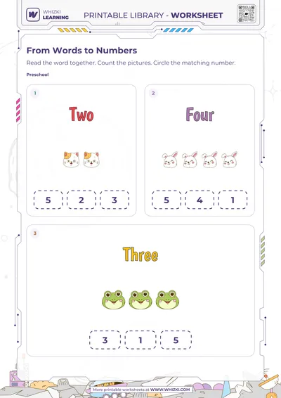 Numbers Two, Four, and Three Worksheet