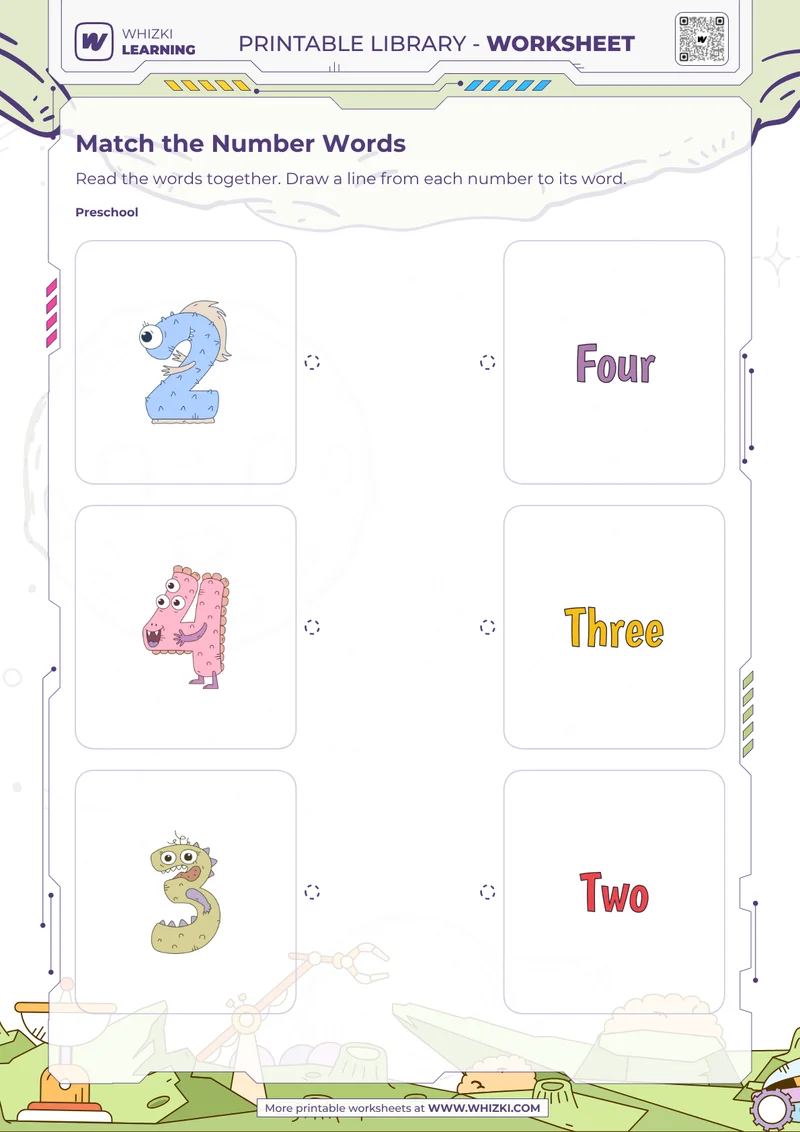 Numbers Two Four Three Matching Worksheet