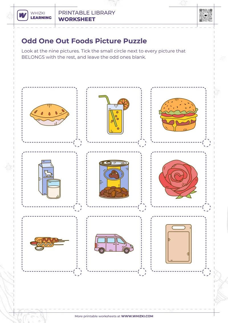 Odd One Out Foods Picture Puzzle