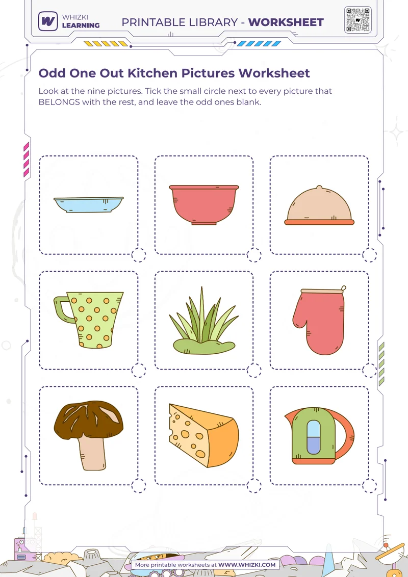 Odd One Out Kitchen Pictures Worksheet