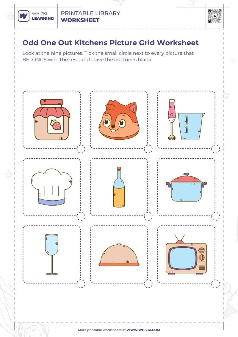 Odd One Out Kitchens Picture Grid Worksheet
