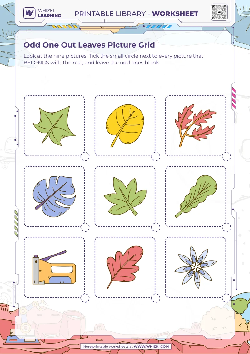 Odd One Out Leaves Picture Grid
