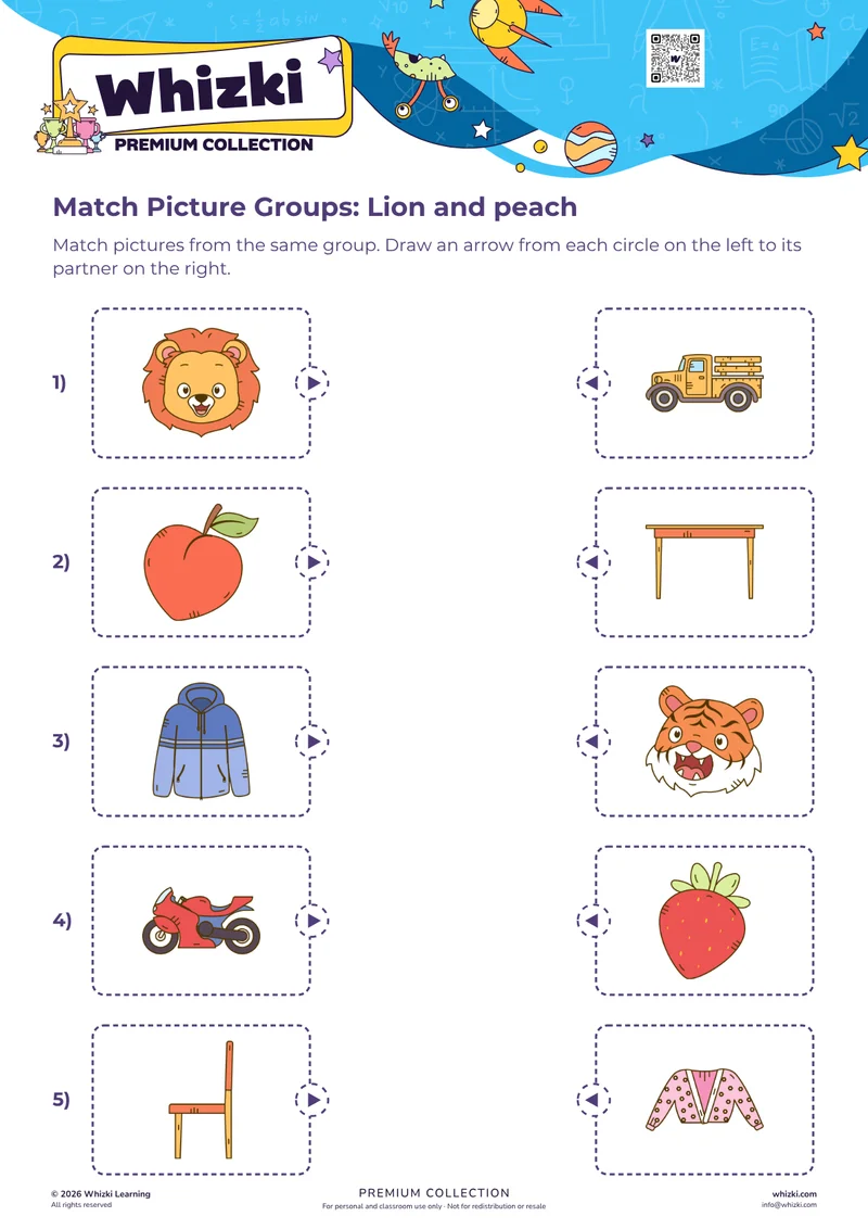 Match Picture Groups: Lion and peach