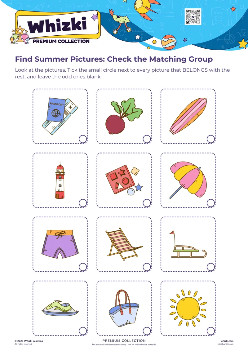 Find Summer Pictures: Check the Matching Group