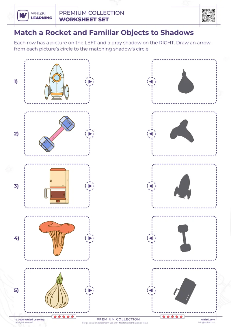 Match a Rocket and Familiar Objects to Shadows