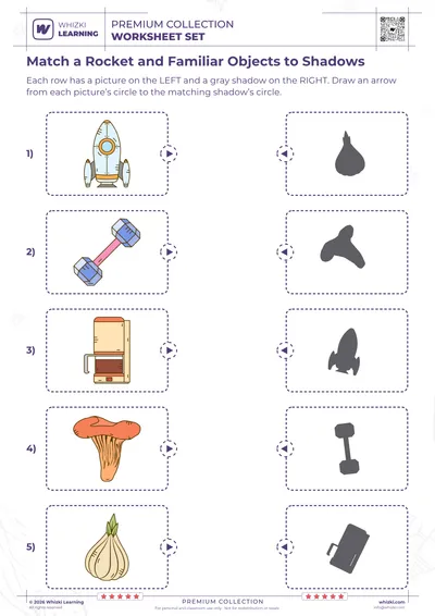 Match a Rocket and Familiar Objects to Shadows