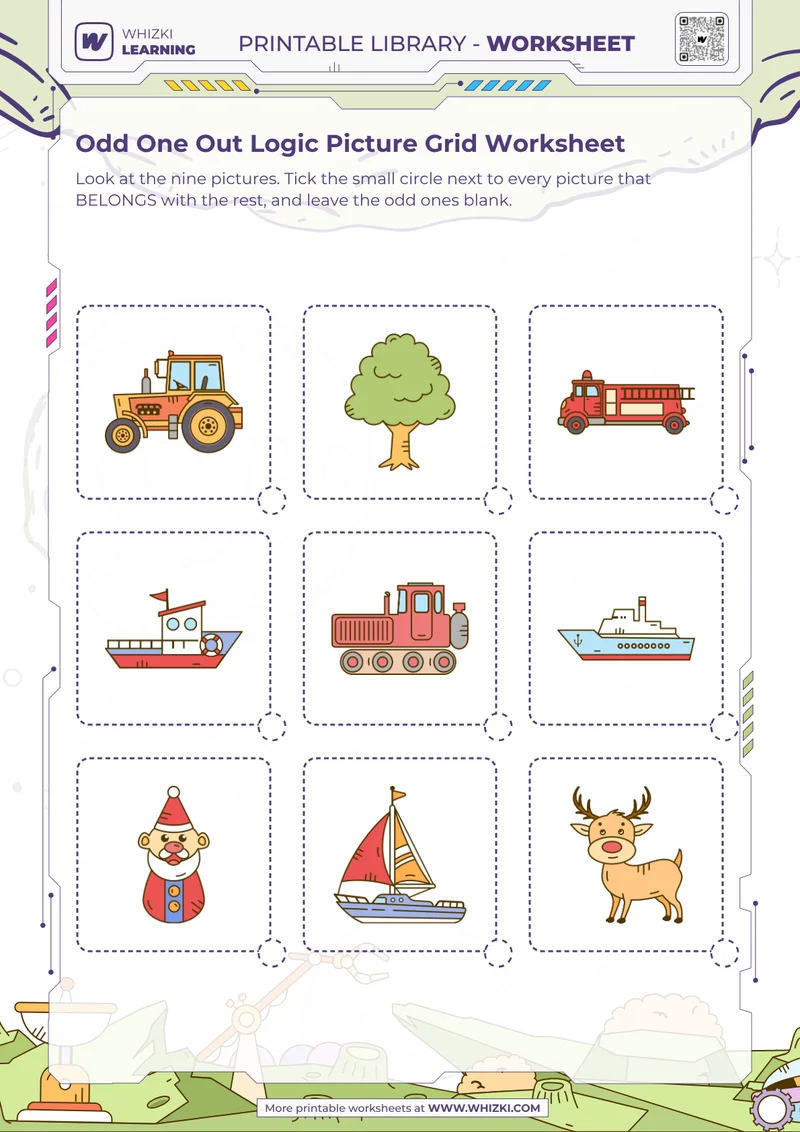 Odd One Out Logic Picture Grid Worksheet