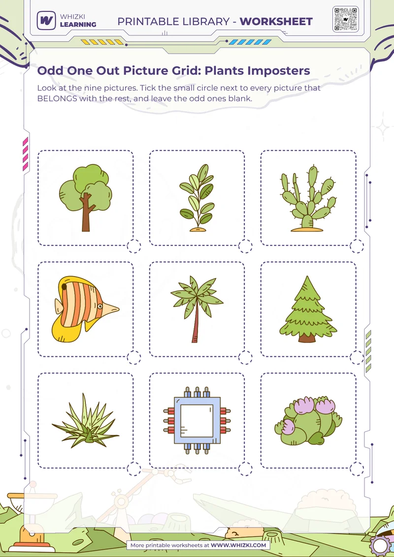 Odd One Out Picture Grid: Plants Imposters