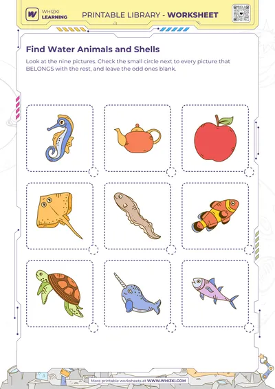 Find Water Animals and Shells