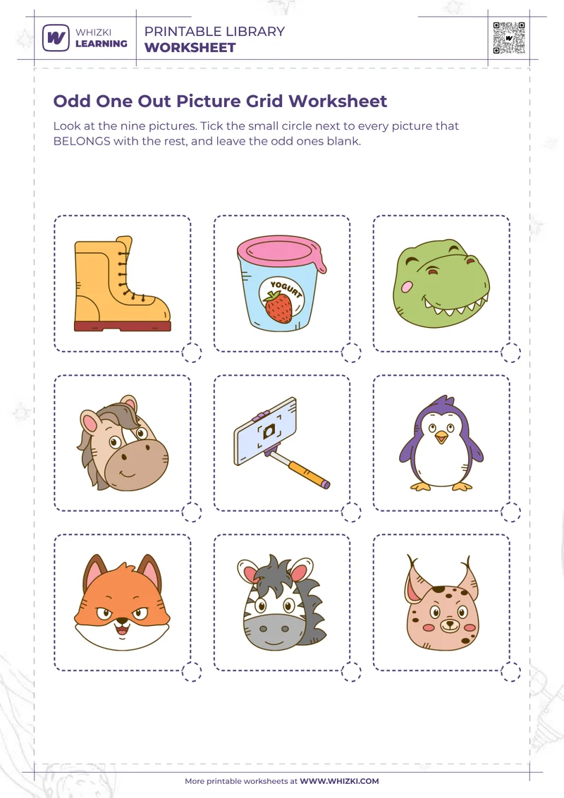 Odd One Out Picture Grid Worksheet
