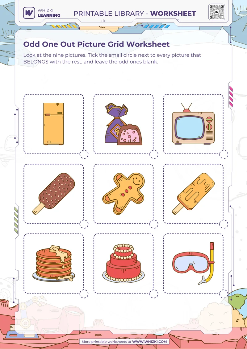 Odd One Out Picture Grid Worksheet