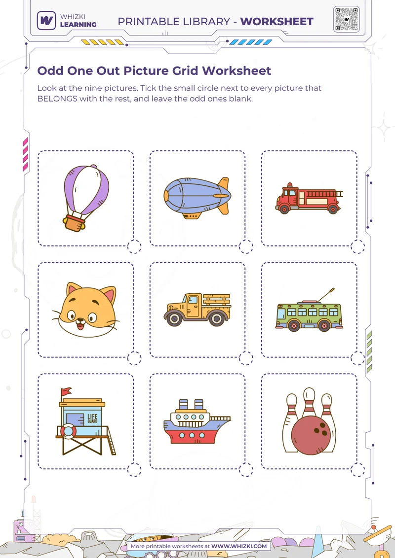 Odd One Out Picture Grid Worksheet