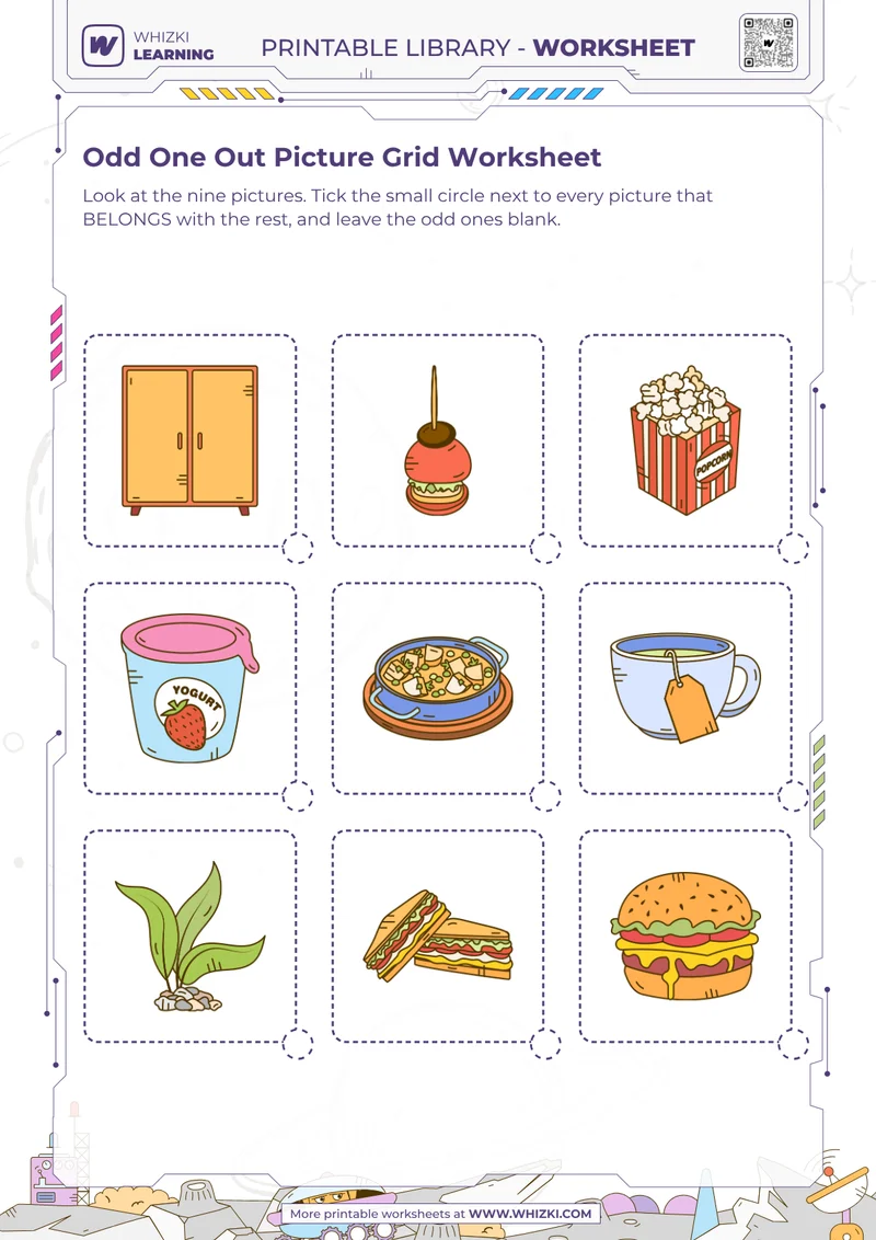 Odd One Out Picture Grid Worksheet