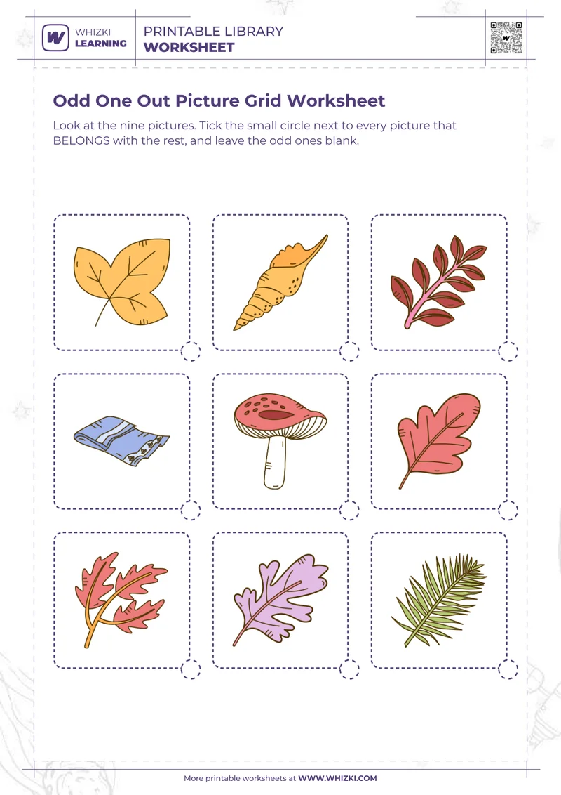 Odd One Out Picture Grid Worksheet