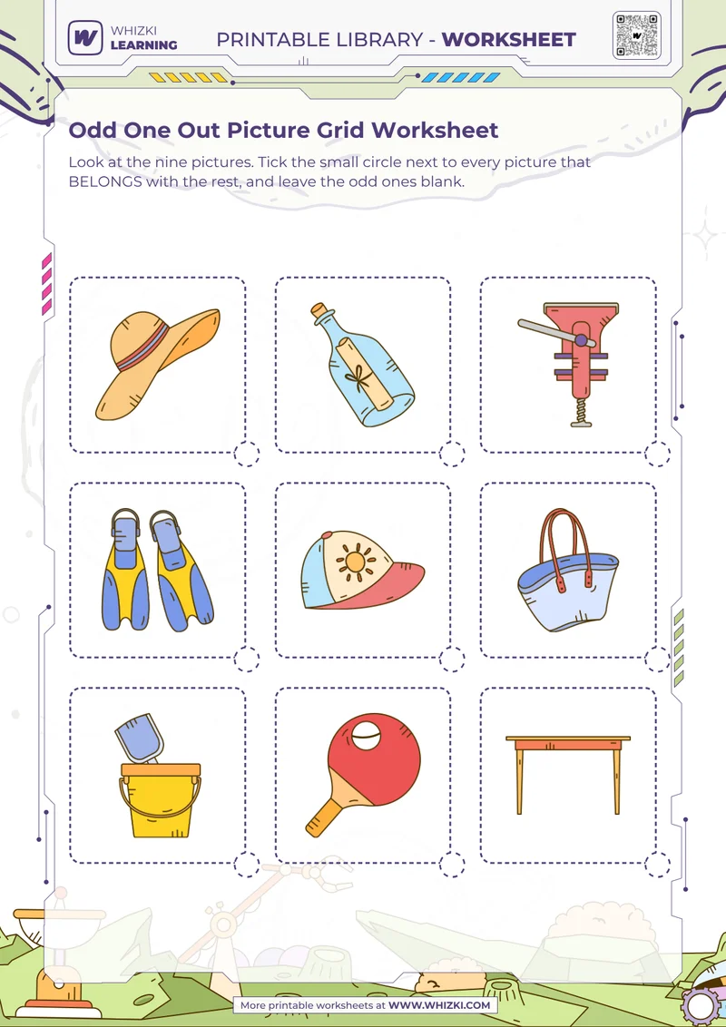 Odd One Out Picture Grid Worksheet