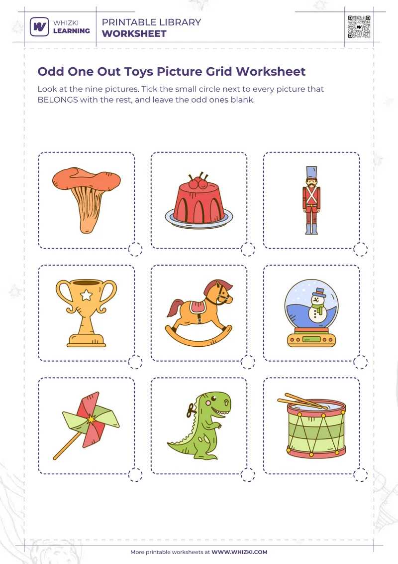 Odd One Out Toys Picture Grid Worksheet