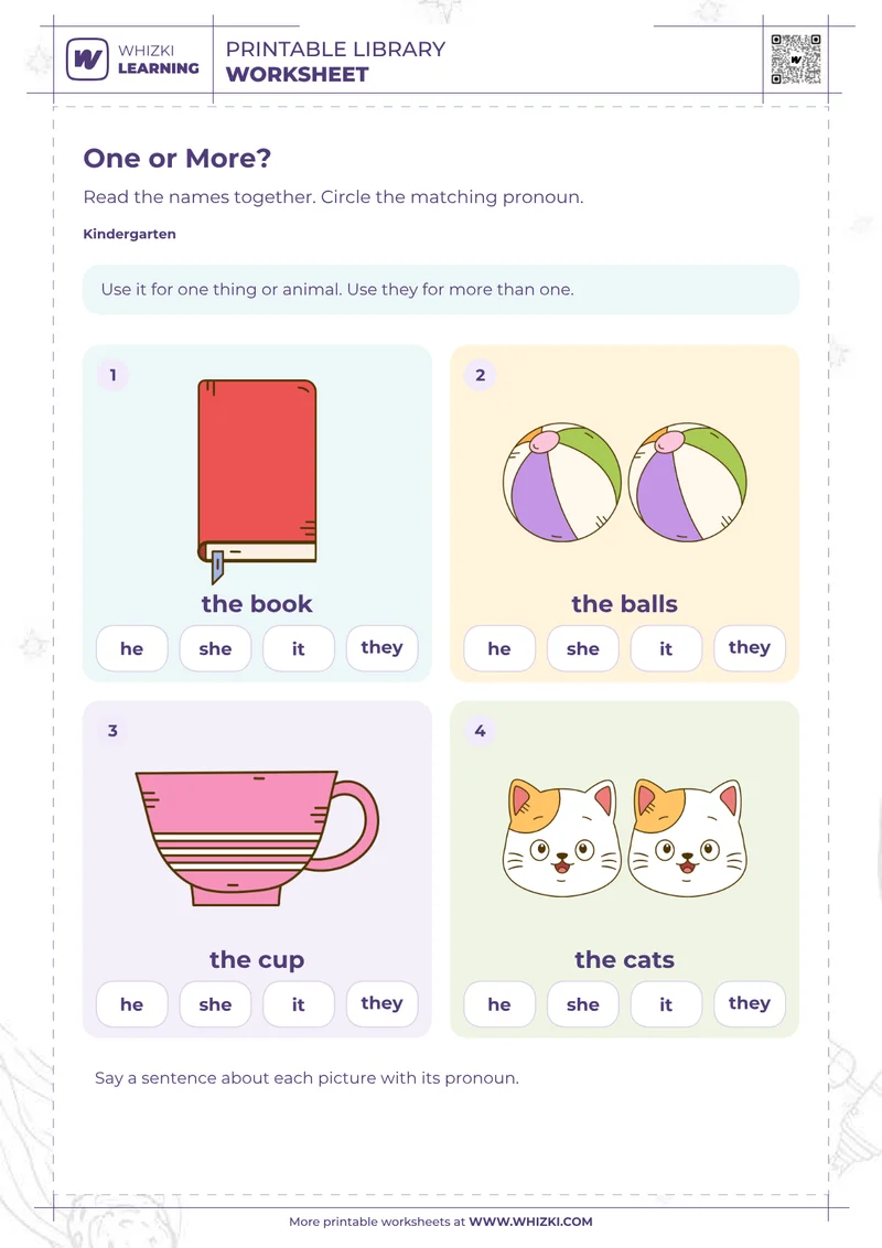 One or More Pronouns Worksheet