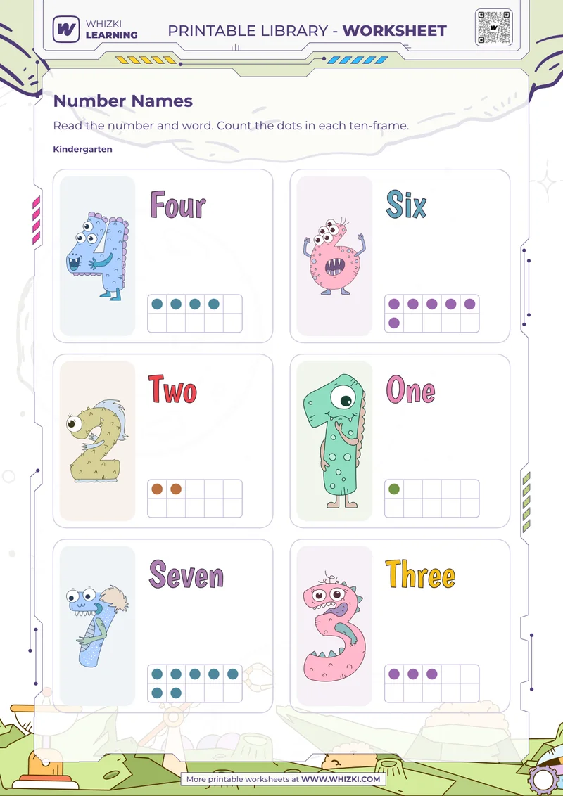 One Two Three Four Six Seven Number Cards Worksheet