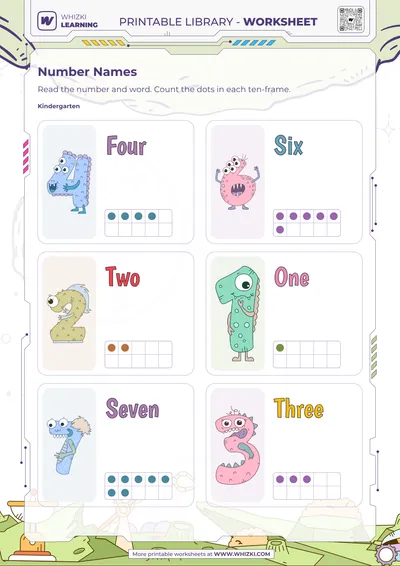 One Two Three Four Six Seven Number Cards Worksheet
