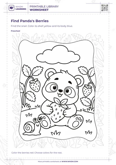 Panda's Berries Find and Color Worksheet