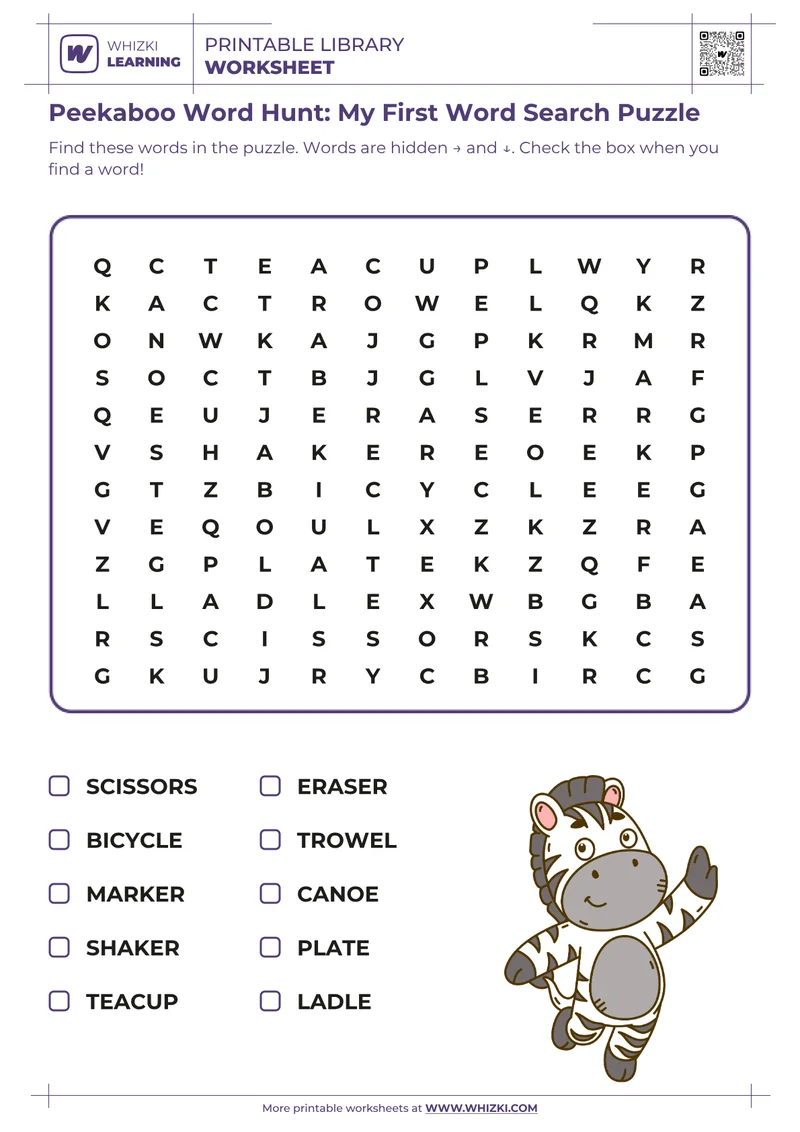 Peekaboo Word Hunt: My First Word Search Puzzle