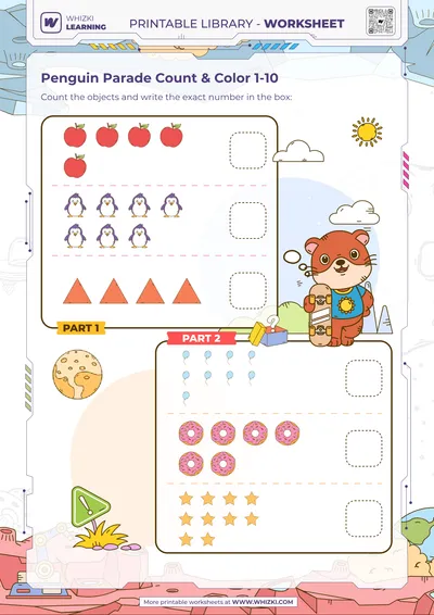 Penguin Parade Count & Color 1-10