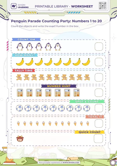 Penguin Parade Counting Party: Numbers 1 to 20