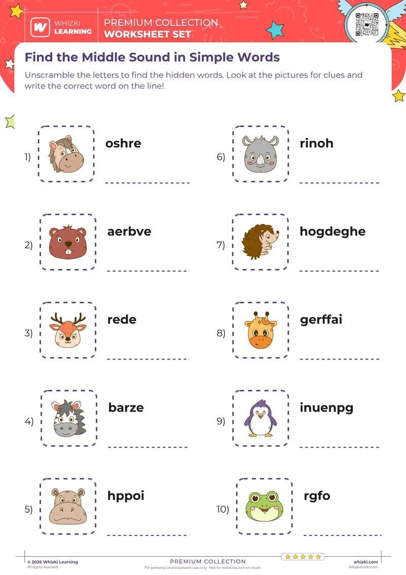 Find the Middle Sound in Simple Words