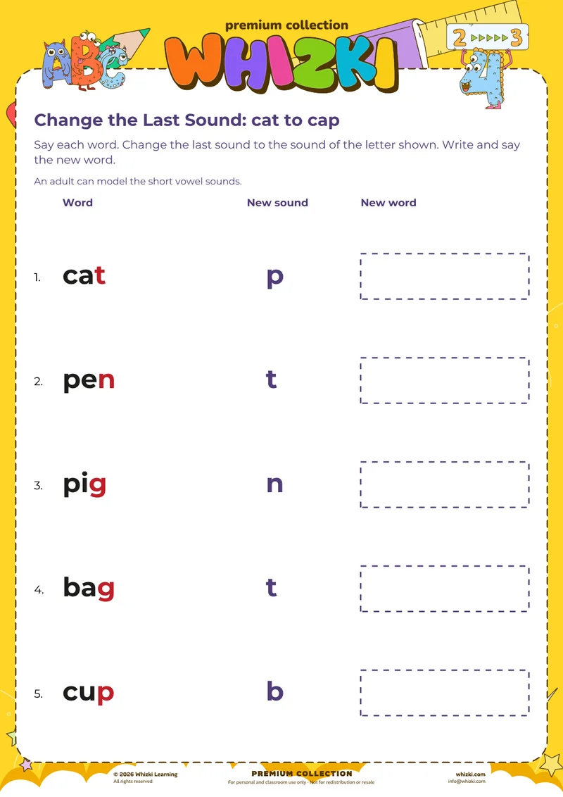 Change the Last Sound: cat to cap