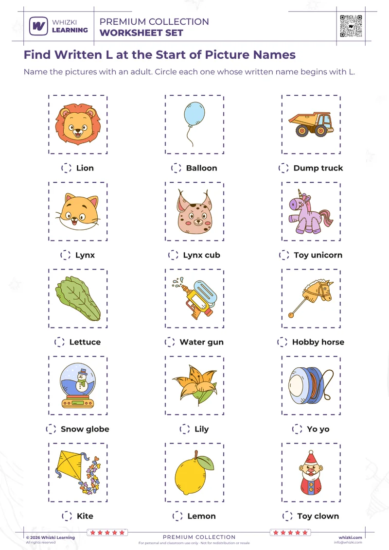 Find Written L at the Start of Picture Names