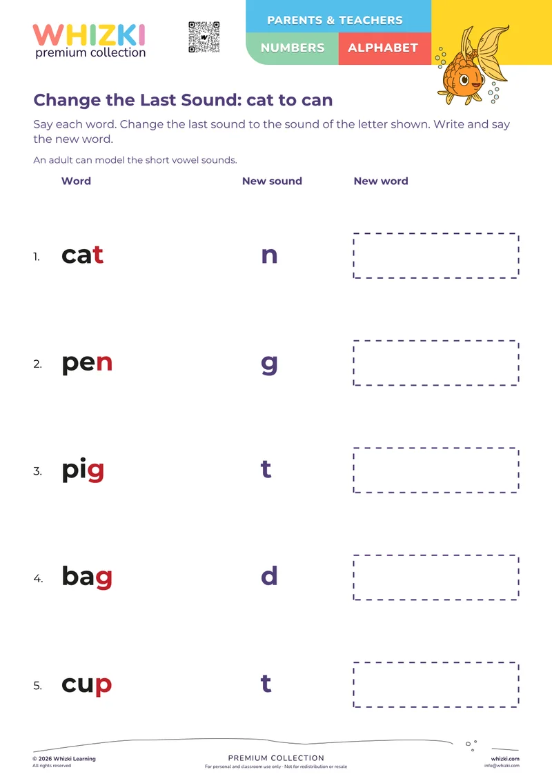 Change the Last Sound: cat to can