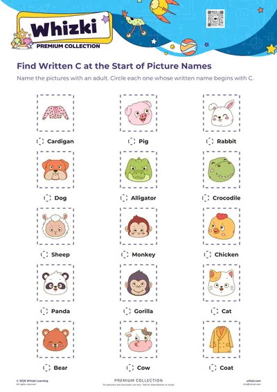 Find Written C at the Start of Picture Names