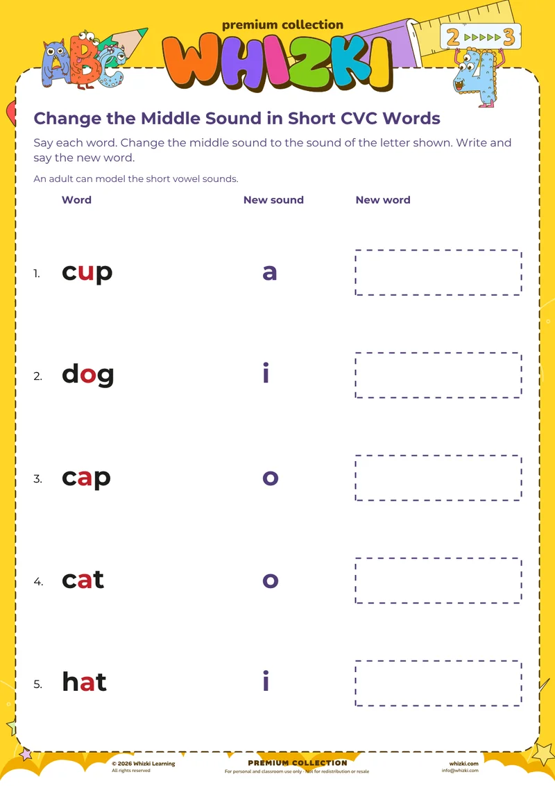 Change the Middle Sound in Short CVC Words