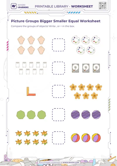 Picture Groups Bigger Smaller Equal Worksheet