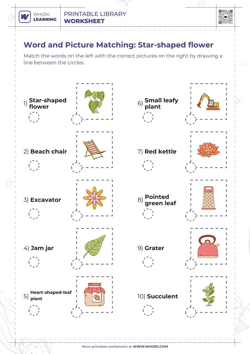 Word and Picture Matching: Star-shaped flower