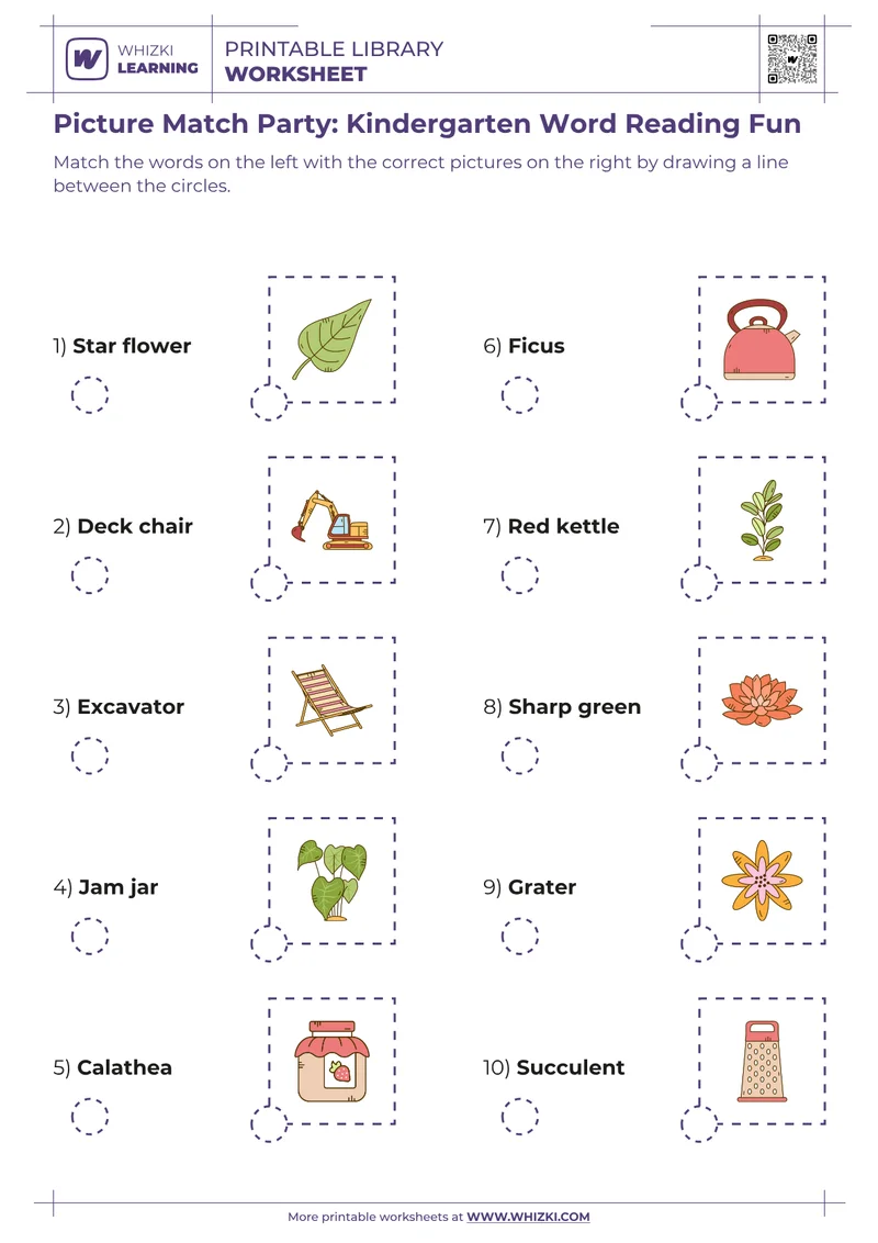 Picture Match Party: Kindergarten Word Reading Fun