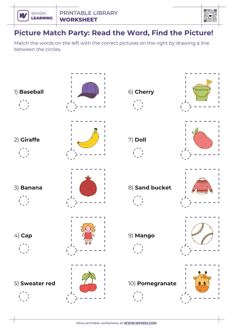 Picture Match Party: Read the Word, Find the Picture!