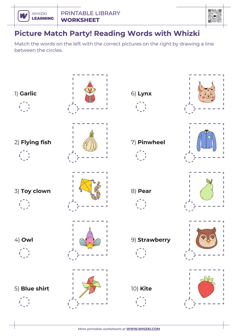 Picture Match Party! Reading Words with Whizki