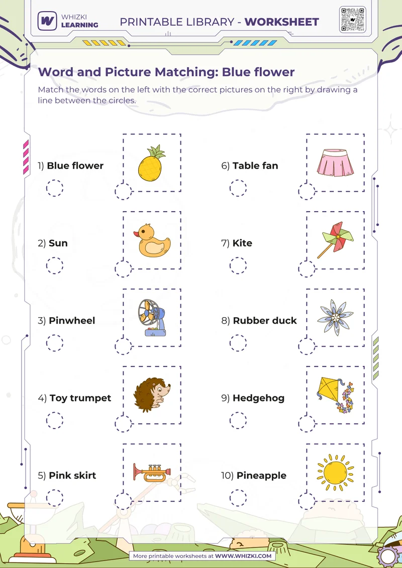 Word and Picture Matching: Blue flower