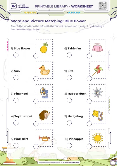 Word and Picture Matching: Blue flower