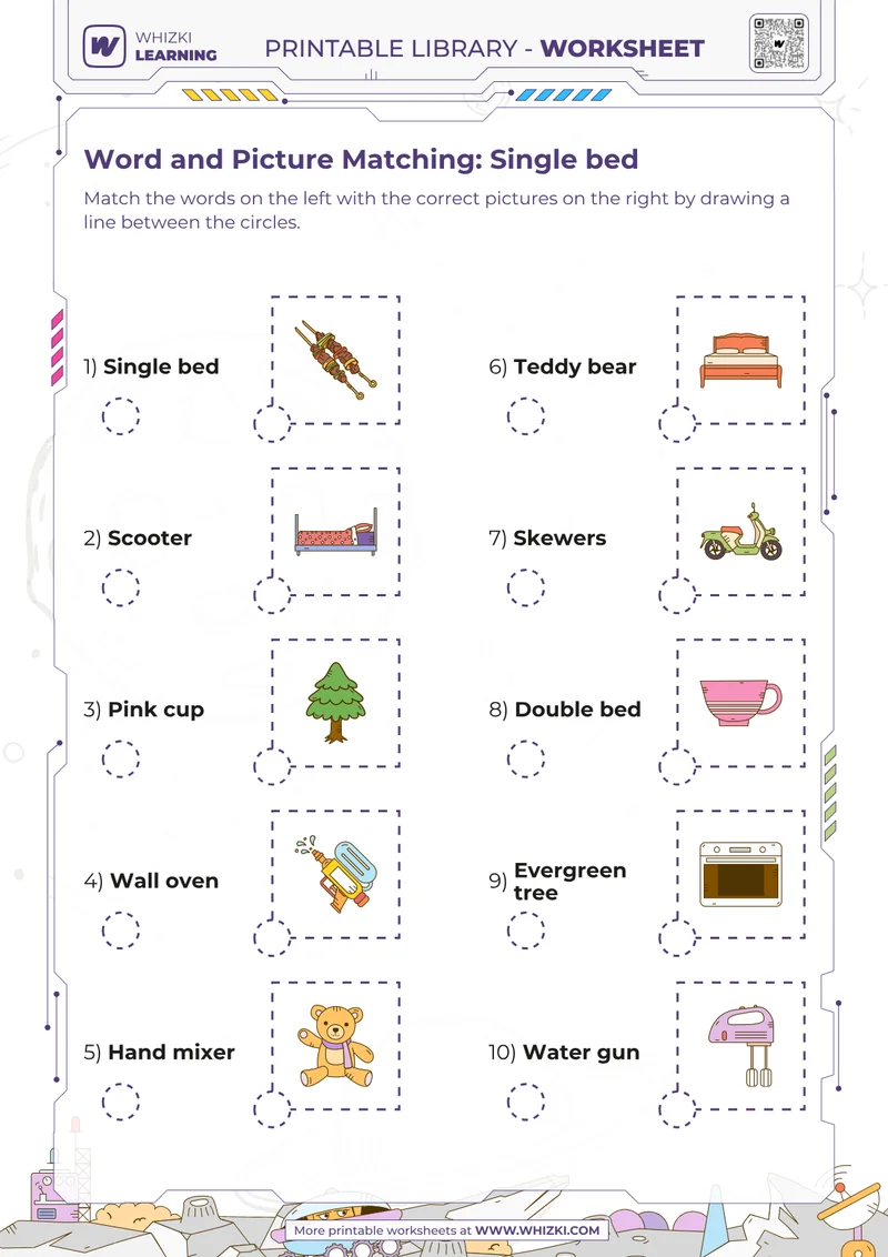 Word and Picture Matching: Single bed
