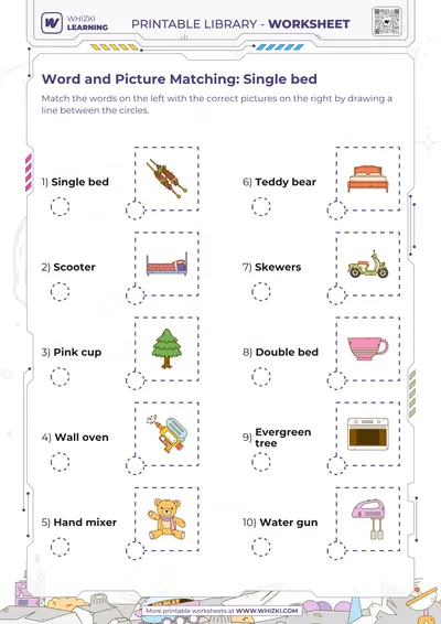 Word and Picture Matching: Single bed