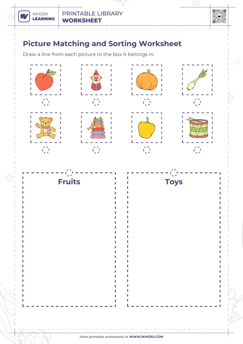 Picture Matching and Sorting Worksheet